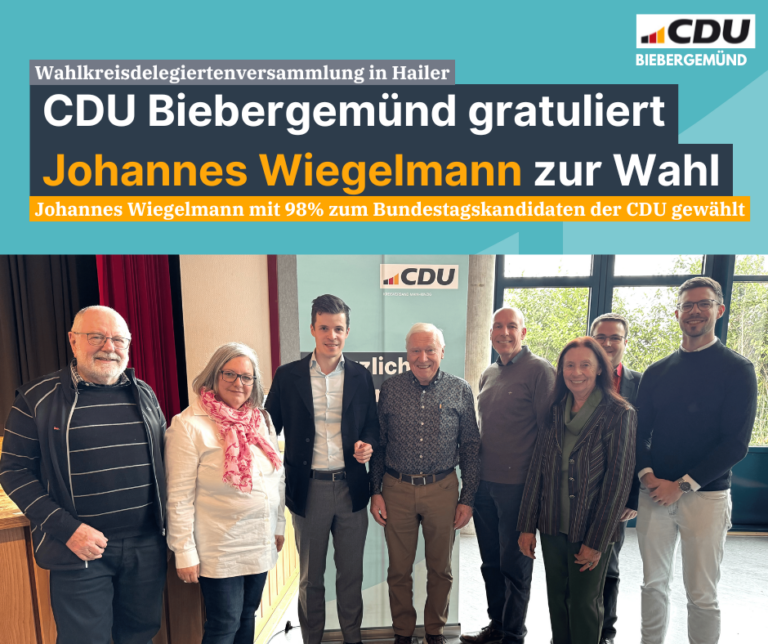 Johannes Wiegelmann geht für die CDU ins Rennen CDU Biebergemünd